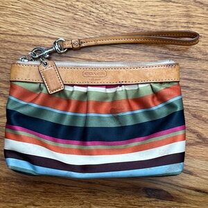 Coach Colorful Striped Wristlet